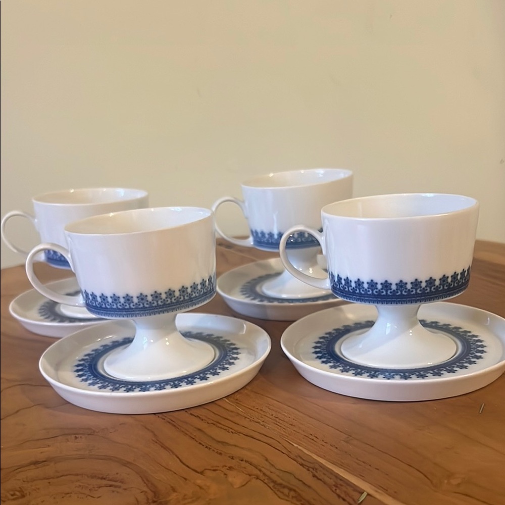 Lot of 4 Rosenthal Studio Linie Germany Demi Coffee Cups Mugs with Saucers - Picture 5 of 5